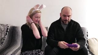 young blonde plays with